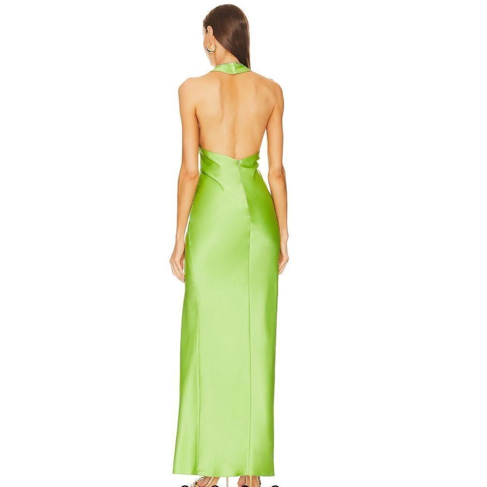 Khanums Halter Gown With Slit in Pear Green NWT Size XS - Picture 3 of 10